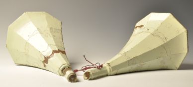 ART DECO ARCHITECTURAL FACET EDGED FLUTED CORNER WALL UPLIGHTS