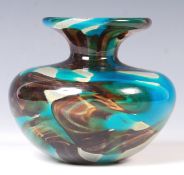 MDINA TIGER PATTERN 1980'S STUDIO ART GLASS VASE BY MICHAEL HARRIS