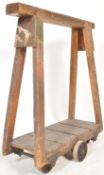 ANTIQUE VINTAGE INDUSTRIAL WOODEN FACTORY MILL TROLLEY