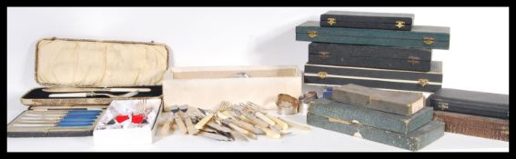 A good collection of vintage cased silver plated flatware and silver plate cutlery to include