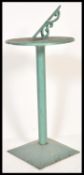 A vintage 20th Century antique style garden sundial table raised on square base with tubular