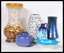 A group of vintage retro 20th Century West German studio pottery to include fat lava, flared neck