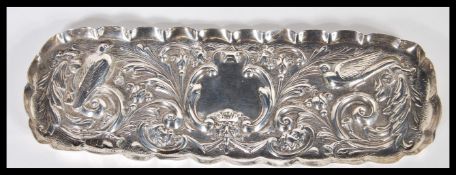 A 19th Century Victorian Art Nouveau hallmarked silver pin dish or pen rest tray by William Comyns &