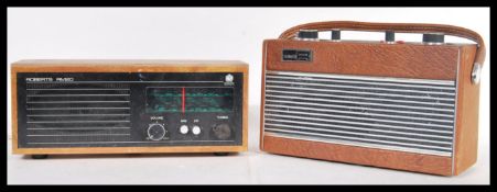 Two Robert's radio's to include a RM20 wooden cased retro radio along with a leather cased R505