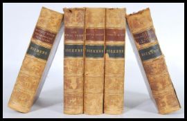 A set of five antique 19th Century Victorian Charles Dickens books published by Chapman and Hall,