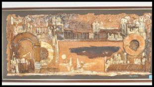 Cyril Barnes (1926-2000) - A vintage 1970's relief composition plaque picture depicting a city scape