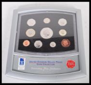 The United Kingdom Deluxe Proof Coin Collection from the year 2000, within a glazed presentation