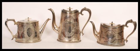 A good 19th Century Victorian silver plated matching teapot and coffee pot, mother of pearl