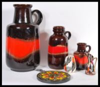 A collection of retro 20th Century West German fat lava ceramics to include a set of three