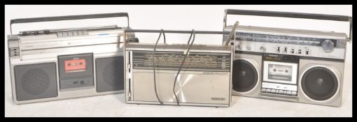 A collection of vintage retro 20th Century radio and radio cassette players to include a Ferguson