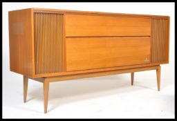 A vintage retro 20th Century teak wood Grundig radiogram having inset Dual 1009 record deck