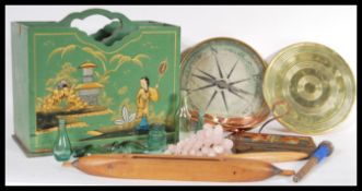 A collection of vintage items to include a Meiji period Japanese magazine rack, French Jean Paul