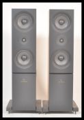A pair of teak cased 75 watt Linn Keilidh floor standing speakers, designed and manufactured by Linn