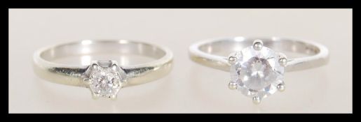 Two 9ct gold ladies rings to include a hallmarked ring set with a brilliant cut white stone (