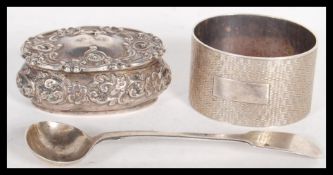 A selection of 20th Century silver hallmarked wears to include a Victorian toddy spoon (hallmarked