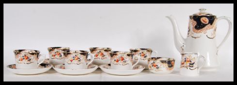 A 19th Century Victorian Wood and Sons English Imari pattern coffee service consisting of coffee