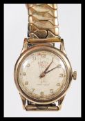 A Roamer premier 17 jewels super shock gentleman's wrist watch, having a round face with gilt arabic