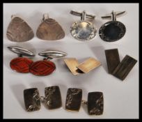 Five pairs of sterling silver or hallmarked silver cufflinks to include a pair of London