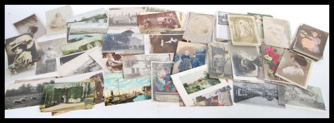 1900s-30s Postcard collection (approx 140) in tin. Original one person batch all used addressed to