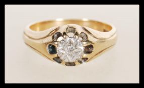 A marked 9ct gold and diamond ring, the diamond approx 3pnts. Marked 9ct gold. Weight 5.7g. Size T.