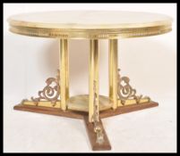 A retro 20th Century circa 1980's Italian rococo style circular onyx top coffee table, the top set