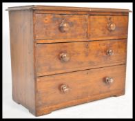 A 19th Century Victorian pine farmhouse country chest of drawers, comprising an arrangement of two