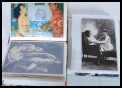 Female Nudes on postcards - Colour, B&W vintage / modern x65. In two albums plus some loose.