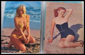 GLAMOUR Postcards (x70) 1950-60s Young ladies in swim wear mostly posing on the beach in bikinis.