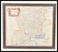 A 19th century framed and glazed hand coloured map by Robert Morden depicting part of Hampshire.