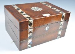 19TH CENTURY WALNUT MOTHER OF PEARL TUNBRIDGE INLAID WORKBOX SLOPE