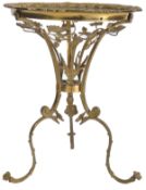 20TH CENTURY ART GILT METAL AND GLASS TRIPOD WINE TABLE STAND