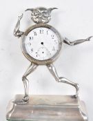 RARE EARLY 20TH CENTURY HALLMARKED SILVER IMP CLOCK.