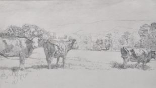 SLYVIA GOSSE (1881-1968) ETCHING SIGNED ENTITLED COWS IN FIELD