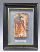 ANCIENT EGYPTIAN SARCOPHAGUS FRAGMENT DEPICTING ANUBIS CIRCA 1200 BC