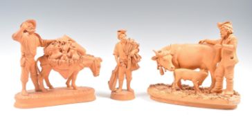 P GRASSO ITALIAN 20TH CENTURY GROUP OF THREE TERRACOTTA FIGURINES