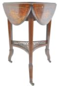 EDWARDIAN ROSEWOOD MARQUETRY INLAID TRIANGULAR OCCASIONAL TABL