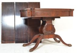 19TH CENTURY REGENCY STYLE MAHOGANY PULL DINING TABLE