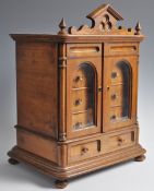 WALNUT APPRENTICE PIECE VITRINE / COLLECTORS CHEST CABINET