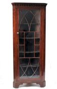 19TH CENTURY GEORGE III MAHOGANY 6FT BOOKCASE CORNER CUPBOARD