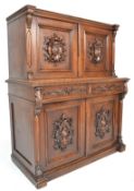 19TH CENTURY CARVED OAK FRENCH BUFFET DE CORPS - CUPBOARD