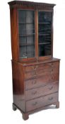 19TH CENTURY GEORGE III MAHOGANY SECRETAIRE BUREAU BOOKCASE
