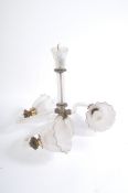 19TH CENTURY CUT GLASS SUGAR TWIST 3 BRANCH CHANDELIER