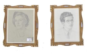 MARGARET GERE (1878 - 1965) PAIR OF 1950'S PENCIL PORTRAIT SKETCHES