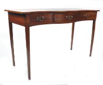 19TH CENTURY GEORGE III MAHOGANY 3 DRAWER SERPENTINE SERVER TABLE