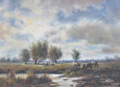 CLIVE MIFFLIN BRITISH OIL ON CANVAS PAINTING STUDY GRAZING CATTLE