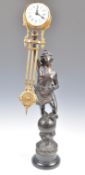 EARLY 20TH CENTURY SPELTER FIGURINE FRENCH MYSTERY CLOCK.