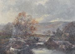 ENGLISH SCHOOL 19TH CENTURY MOORLAND OIL ON CANVAS PAINTING