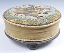 VICTORIAN 19TH CENTURY FOOT STOOL BERLIN BEADWORK