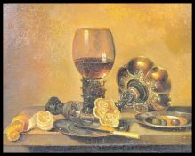 MIGUEL CANALS (1925-1995) OIL ON COPPER STILL LIFE STUDY PAINTING