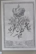 A PAIR OF 18TH CENTURY FRENCH BOOK PLATES DEPICTING LOUIS XIV CYPHER